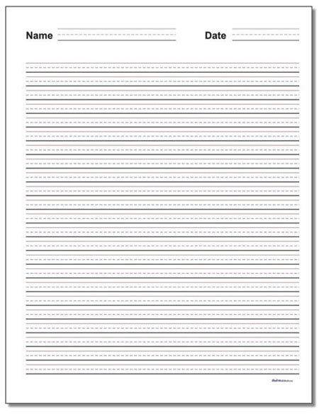 Lined Paper For Kids Handwriting Paper Writing Paper Template
