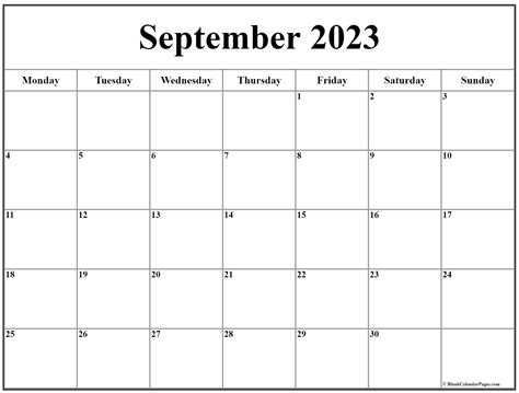 September 2023 Monday Calendar Monday To Sunday