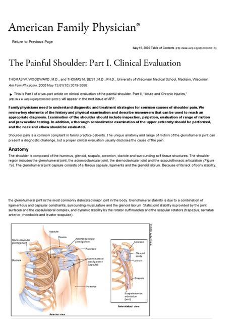 The Painful Shoulder Part I Clinical Evaluation Pdf Pdf Shoulder