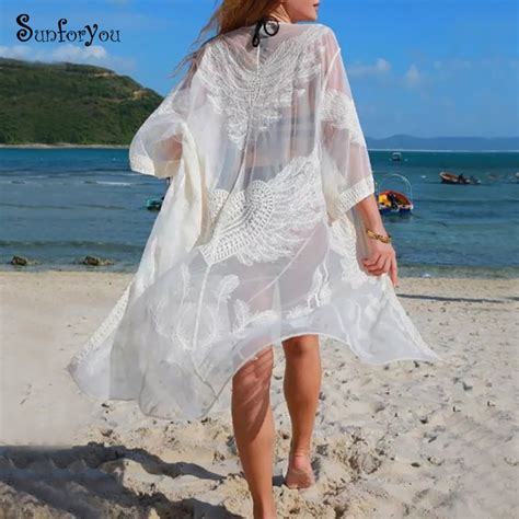 2022 Mesh Cover Up Saida De Praia Embroidery Swimsuit Cover Up Sarong