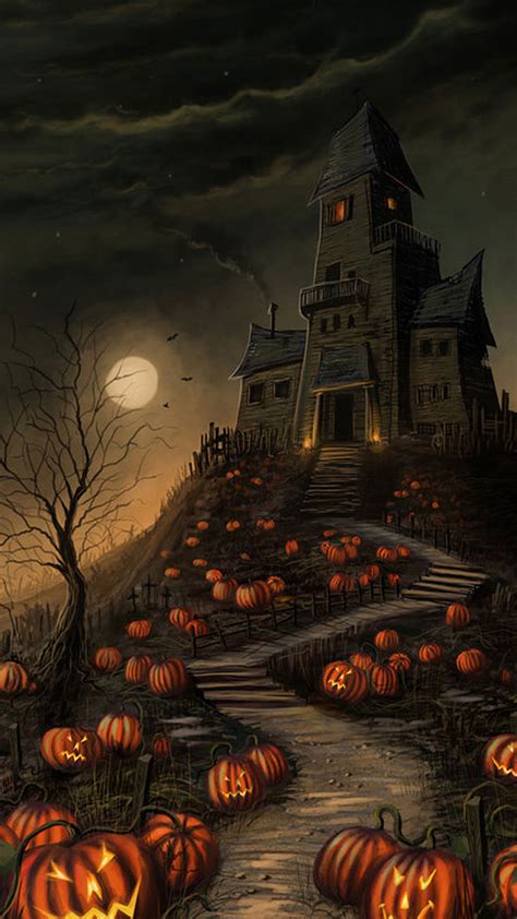 Halloween Haunted House Pumpkin Phone Wallpapers Free Download Best