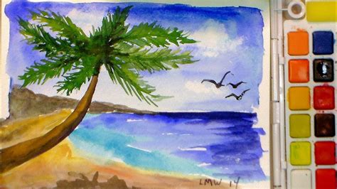 How To Paint A Tropical Beach In Watercolor Full Tutorial Youtube