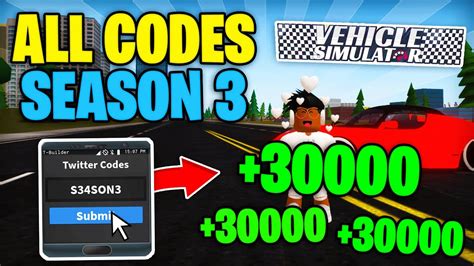 Listed or it might not work. *SEASON 3* ALL WORKING CODES in ROBLOX VEHICLE SIMULATOR ...