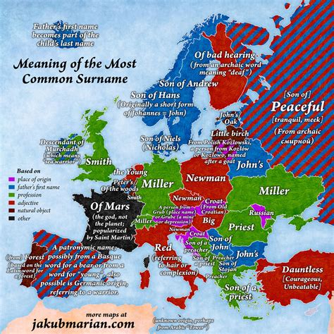 I'm white and i have an english accent and an english first name. Most common surnames by country in Europe