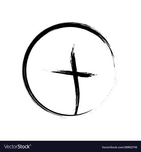 Christian Cross Icon In Circle Black Royalty Free Vector