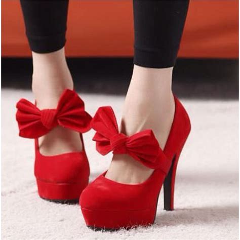 Gimme Deez Red Bow Heels Bow Heels Fashion