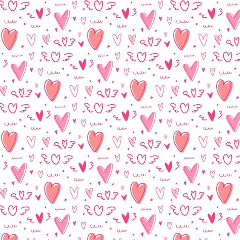 Hand Drawn Cute Heart Pattern Background 613998 Vector Art At Vecteezy