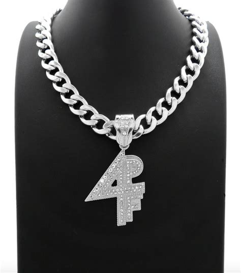 4pf Pendant Necklace Gold Diamond Lil Baby Necklace Silver Hip Hop Cub