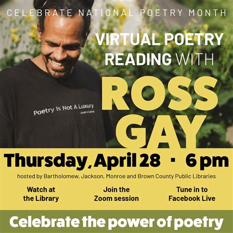 Virtual Poetry Reading With Ross Gay Brown County Public Library