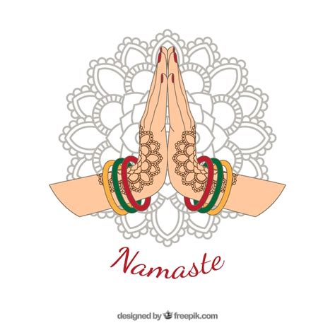 Fondo De Saludo Namaste Con Mandala Dibujado A Mano Vector Gratis