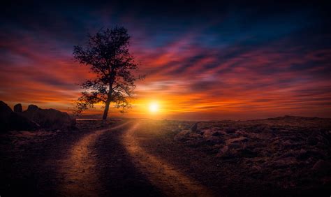 Beautiful Sunset On Dirt Road Hd Nature 4k Wallpapers Images