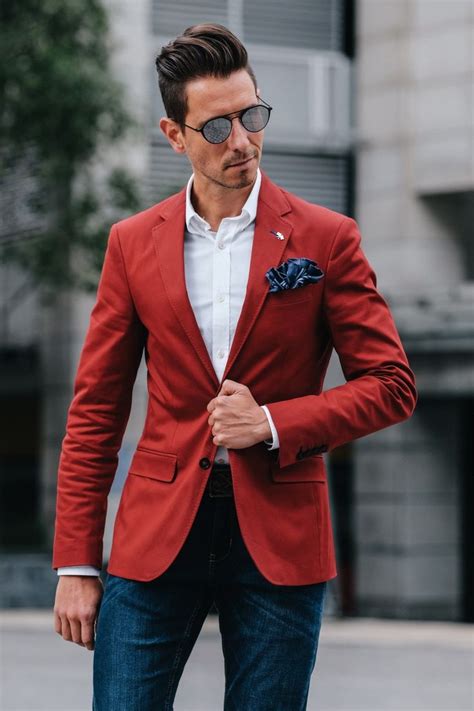 How To Flower Your Pocket Square Red Blazer Outfit Men Mens Outfits Red Blazer Outfit