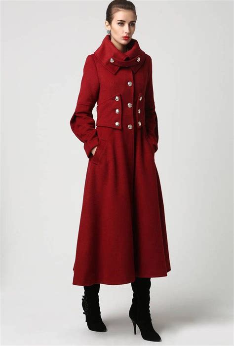 wool coat winter coat women red wool coat long wool coat etsy coats for women red wool coat