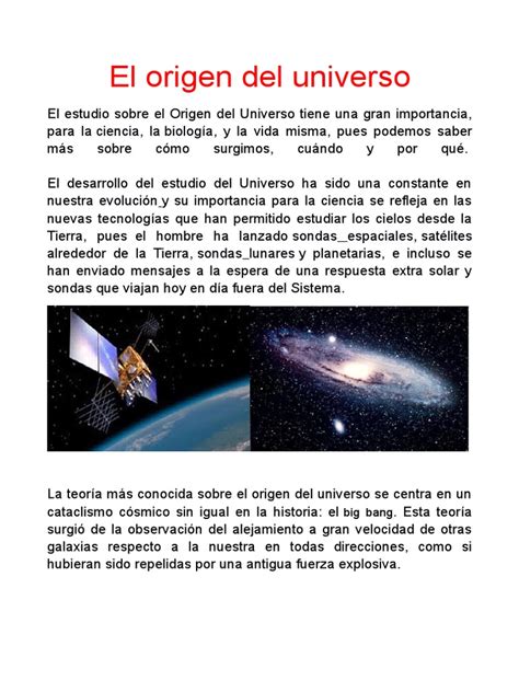 El Origen Del Universo Big Bang Universo