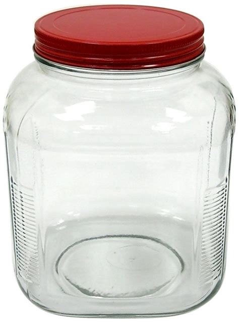 Anchor Hocking 1 Gallon Cracker Jar With Cherry Red Aluminum Lid Set