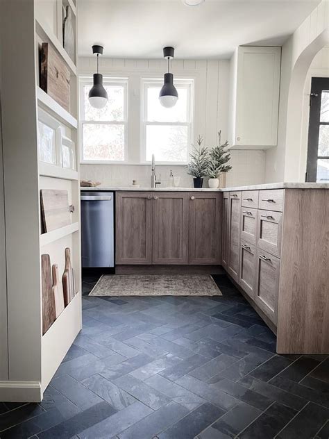 Farmhouse Kitchen Flooring Grey Tile Kitchen Floor Best Flooring For