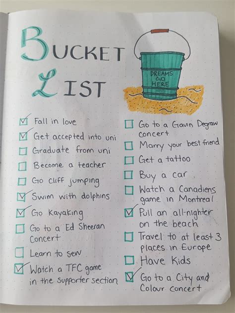 Bullet journal bucket list | Bullet journal travel, Bucket list journal, Bullet journal inspiration