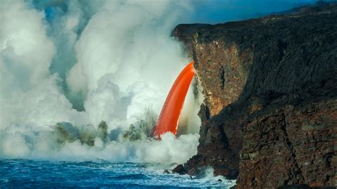 Lava Waterfall Kilauea Volcano Hawaii OC 2200 X 1238 NATUREFULLY