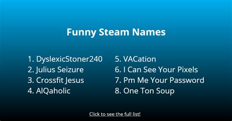 100 Best Funny Steam Names Ideas To Use Followchain