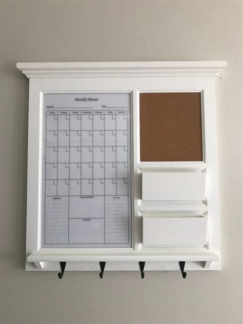 Framed Dry Erase Calendar And Bulletin Board With Double Mail Etsy