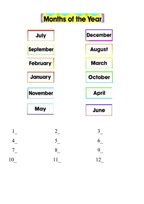Order The Months Of The Year Worksheet