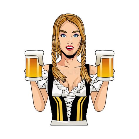 sexy deutsche ehefrau mit bier und wurstcharakter vektor abbildung illustration von nett