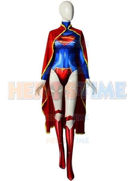 the new 52 supergirl costume 3d spandex printing female supergirl superhero cosplay costume with