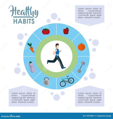 Healthy Habits Infographic Stock Vector Illustration Of Male 115910067