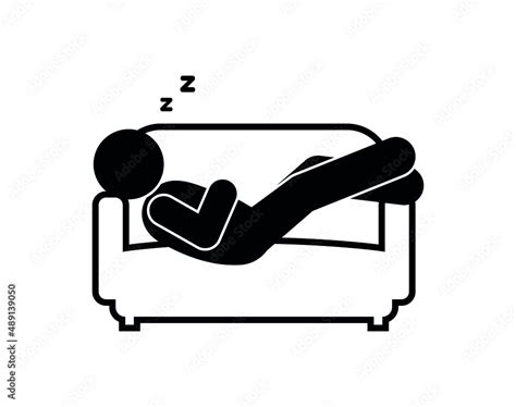 Resting Man Icon Stick Figure Human Silhouette Sleeping On Stickman