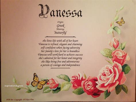 Vanessa First Name Meaning Art Print Name Etsy Canada Names With