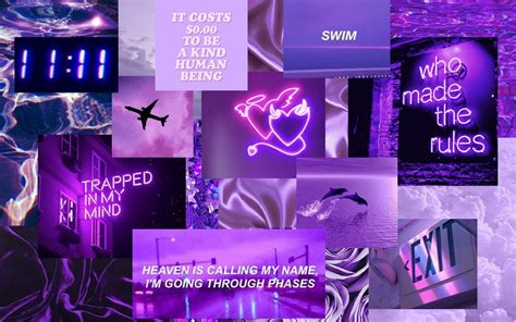 Collage High Quality Purple Aesthetic Laptop Wallpaper Desconchadamente