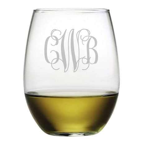 Personalized Monogram Stemless Wine Glasses Set Of Signals