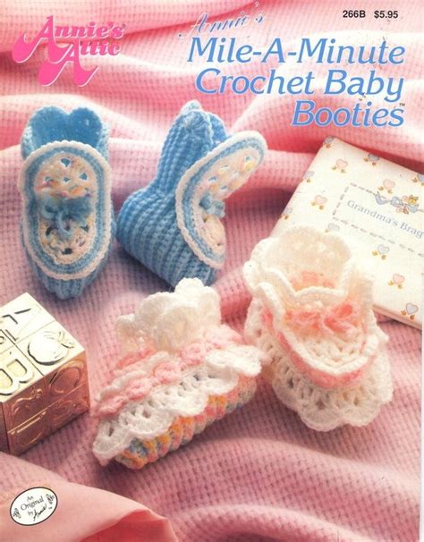 Annies Mile A Minute Crochet Baby Booties Patterns Annies Attic 266b
