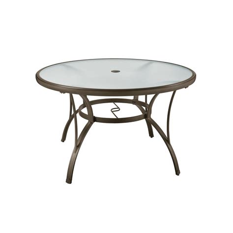 Abbott concrete & fsc® acacia round 48 dining table, brown. Hampton Bay Brown Round Commercial Grade Aluminum Outdoor ...