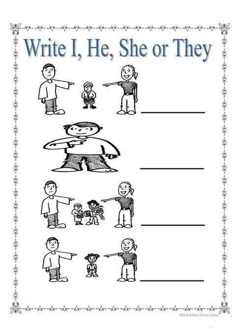 Consonant recognition and printing practice. Personal Pronouns I, She, He and They worksheet - Free ESL printable worksheets made by teachers