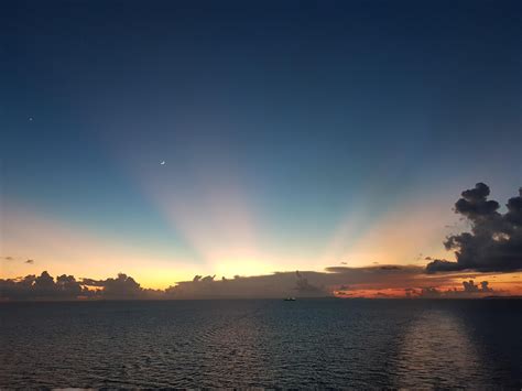 Amazing Sunset Somewhere Along The Atlantic Ocean As Cruise Ship Staff