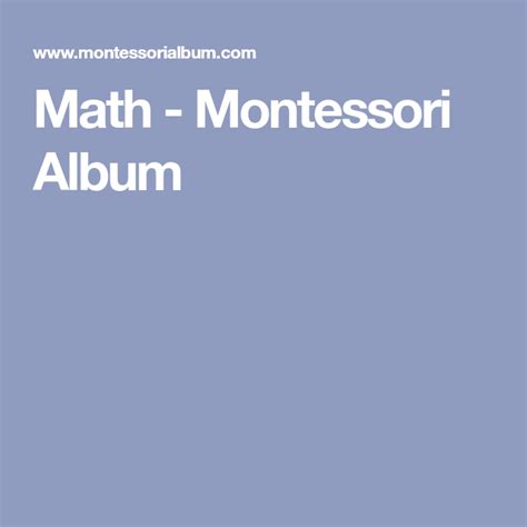 Math Montessori Album With Images Math Homeschool Math