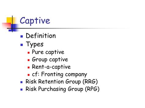 Captive insurance is an independent insurance company owned and managed wholly by the member business it insures. PPT - 5. Alternative Risk Transfer PowerPoint Presentation ...