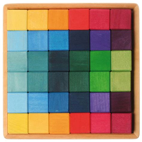 Rainbow Wooden Cube Building Blocks 36 Squares Grimms Spiel And Holz