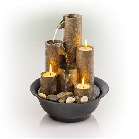 Alpine Wct202 Tiered Column Tabletop Fountain With 3 Candles Amazon