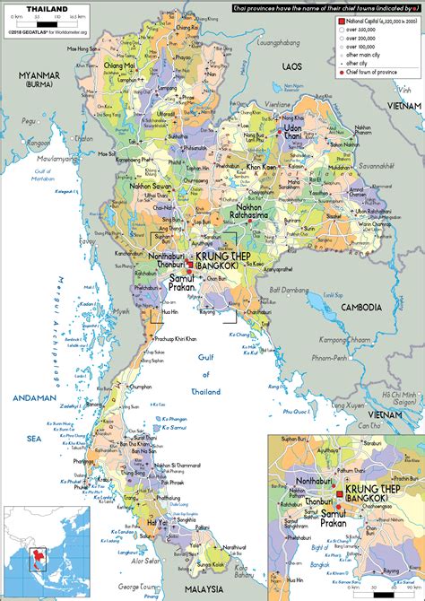 Large Size Political Map Of Thailand Worldometer
