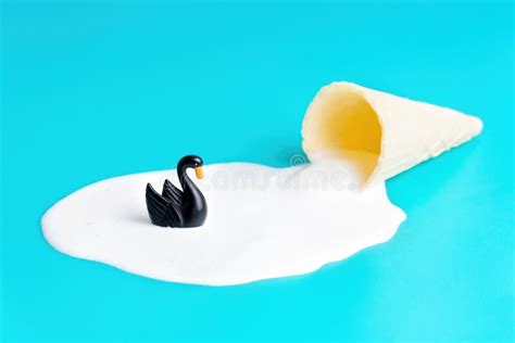 Black Swan Swimming In Melted Ice Cream Stock Photo Image Of Milk