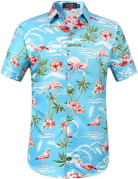 SSLR Herren Hawaii Hemd Kurzarm Floral Gedruckt Regulär fit Sommer Männer Hawaiihemd Aloha