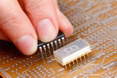 Assembly Of Electronic Components On Circuit Board Stock Image Image