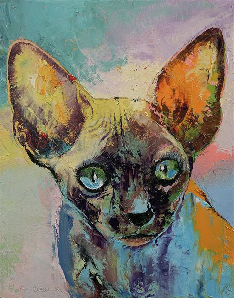 Sphynx Cat Portrait Painting By Michael Creese Fine Art America