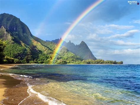 Sea Great Rainbows Mountains Beautiful Views Wallpapers 1600x1200