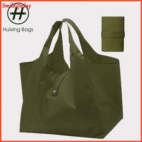 Thick Double Layer Portable Foldable Shopping Bag Large Nylon Bag Thick