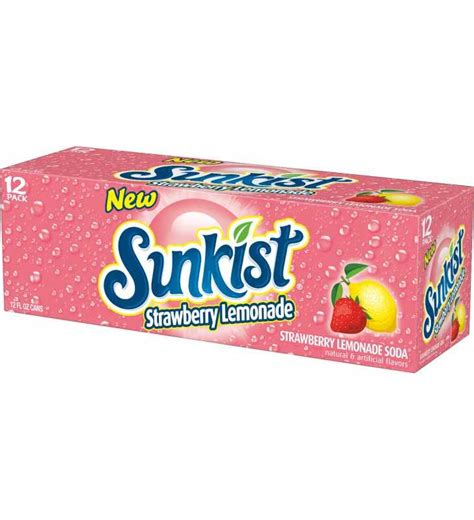 Sunkist Strawberry Lemonade Soda 12 Fl Oz Cans 12 Count