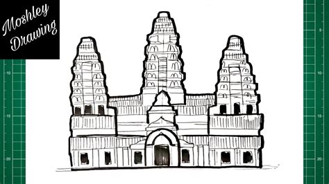 How To Draw Angkor Wat Temple Youtube