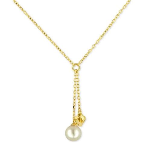 Majorica 18k Vermeil Imitation Pearl And Butterfly Lariat Necklace